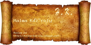Halma Károly névjegykártya